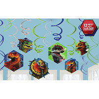 Dinosaur Party Supplies - Jurassic World Hanging Swirls Decorations 12 Pack