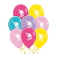 Unicorn Party Supplies - Unicorns Fashion Assorted 12 Pack Latex Balloons
