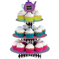 Alice In Wonderland Party Supplies - Mad Hatter Tea Party Cupcake Stand 3 Tier