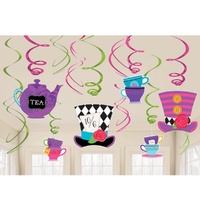 Alice In Wonderland Party Supplies - Mad Hatter Tea Party Hanging Swirl Decorations