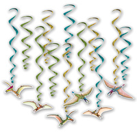 Dinosaur Hanging Whirls Decorations 12 Pieces