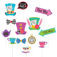 Alice In Wonderland Party Supplies - Mad Hatter Tea Party Photo Props x 13 Pieces