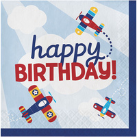Aeroplane Party Supplies - Lil' Flyer Happy Birthday Lunch Napkins 16 pack