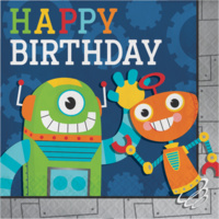 Robots Party Supplies - Party Robots Happy Birthday Lunch Napkins 16 Pack
