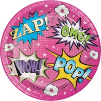 Girl Superhero Party Supplies - Lunch Plates 8 Pack