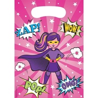 Girl Superhero Party Supplies - Loot Bags 8 Pack