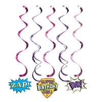 Girl Superhero Party Supplies-  Dizzy Danglers Hanging Decorations