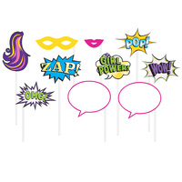 Girl Superhero Party Supplies Photo Booth Props 10 pack