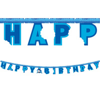 Shark Party Supplies - Shark Splash Jointed Happy Birthday Banner