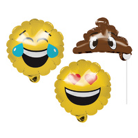 Emoji Party Supplies Photo Prop Foil Balloons 3 Pack