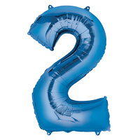 Number 2 Large Blue Foil Balloon