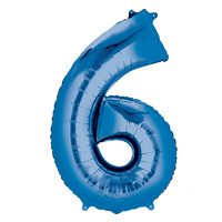 Number 6 Large Blue Foil Balloon