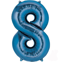 Number 8 Large Blue Foil Balloon