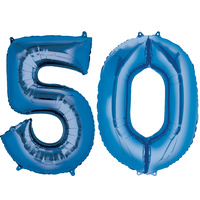 Number 50 Large Blue Foil Balloon