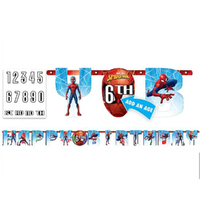 Spiderman Party Supplies Happy Birthday Jumbo Letter Add-An-Age Banner Kit