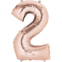 Number 2 Large Rose Gold Foil Balloon 86cm approx