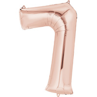 Number 7 Large Rose Gold Foil Balloon 86cm approx