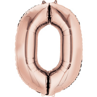Number 0 Large Rose Gold Foil Balloon 86cm approx