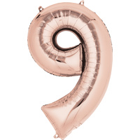 Number 9 Large Rose Gold Foil Balloon