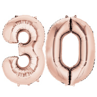 Number 30 Large Rose Gold Foil Balloon