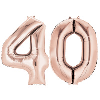 Number 40 Large Rose Gold Foil Balloon