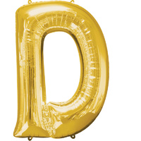 Letter D Large Gold Foil Balloon 86cm Approx