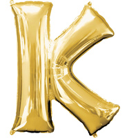 Letter K Large Gold Foil Balloon 86cm Approx