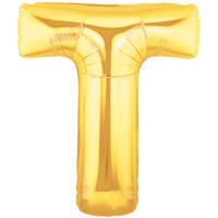 Letter T Large Gold Foil Balloon 100cm