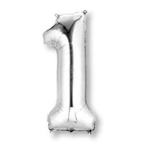 Number 1 Silver Foil Balloon 83cm