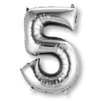 Number 5 Silver Foil Balloon 83cm