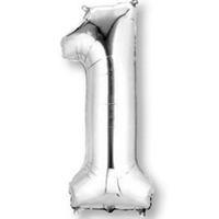 Number 1 Silver Foil Balloon 83cm