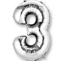 Number 3 Silver Foil Balloon 83cm