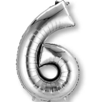 Number 6 Silver Foil Balloon 83cm