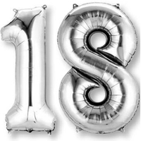 Number 18 Silver Foil Balloon 83cm