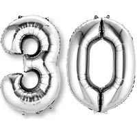 Number 30 Silver Foil Balloon 83cm