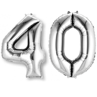 Number 40 Silver Foil Balloon 83cm