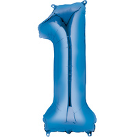Number 1 Super-shape Foil Balloon Blue 86cm