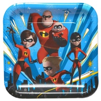 Incredibles 2 Party Supplies - Dinner Plates 8 Pack Square