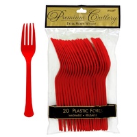 Red Apple Plastic Forks 20 Pack