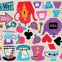 Alice in Wonderland Party Supplies - Mad Hatter Tea Party Cutouts Mega Value Pack