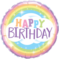 Rainbow Party Supplies - Happy Birthday Rainbow 45cm Foil Balloon