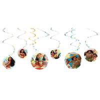 Moana Party Supplies - Spiral Hanging Swirl Decorations 6 Pack