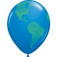 World Globe Balloon Latex 28cm Approx x10