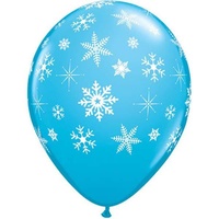 Frozen Party Supplies - Blue & White Snowflake 28cm Latex Balloon