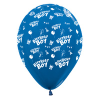 Birthday Boy Metallic Royal Blue 10 Balloons