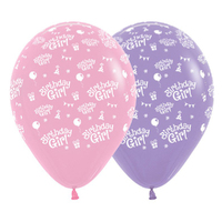 Birthday Girl Fashion Latex Balloons 6 Pack (Pink & Lilac )