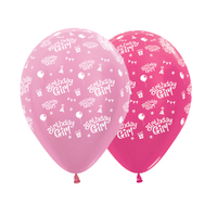 Birthday Girl Latex Balloons 6 Pack (Satin Pearl Pink & Metallic Fuchsia)