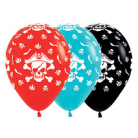 Pirate Fashion Red, Caribbean Blue & Black Latex Balloons 25 Pack