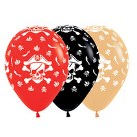Pirate Fashion Red, Black & Toffee Fashion Latex Balloons 25 Pack