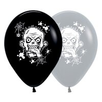 25 Pack Grey & Black Latex Zombie Horror Balloons 